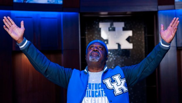 Greg Williams Sr. didn't realize UK photographers were also taking his photo during his son's official photo shoot at UK when he started acting "silly" during breaks between photos. (UK Athletics photo)