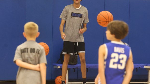 Braydon Hawthorne once attended the UK Father-Son Camp but this year he was back working the camp as a UK signee. (Photo by Vicky Graff)