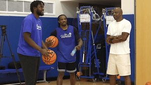 Darius Miller, left, loves Kentucky coach Mark Pope's approach to basketball. (Vicky Graff Photo)